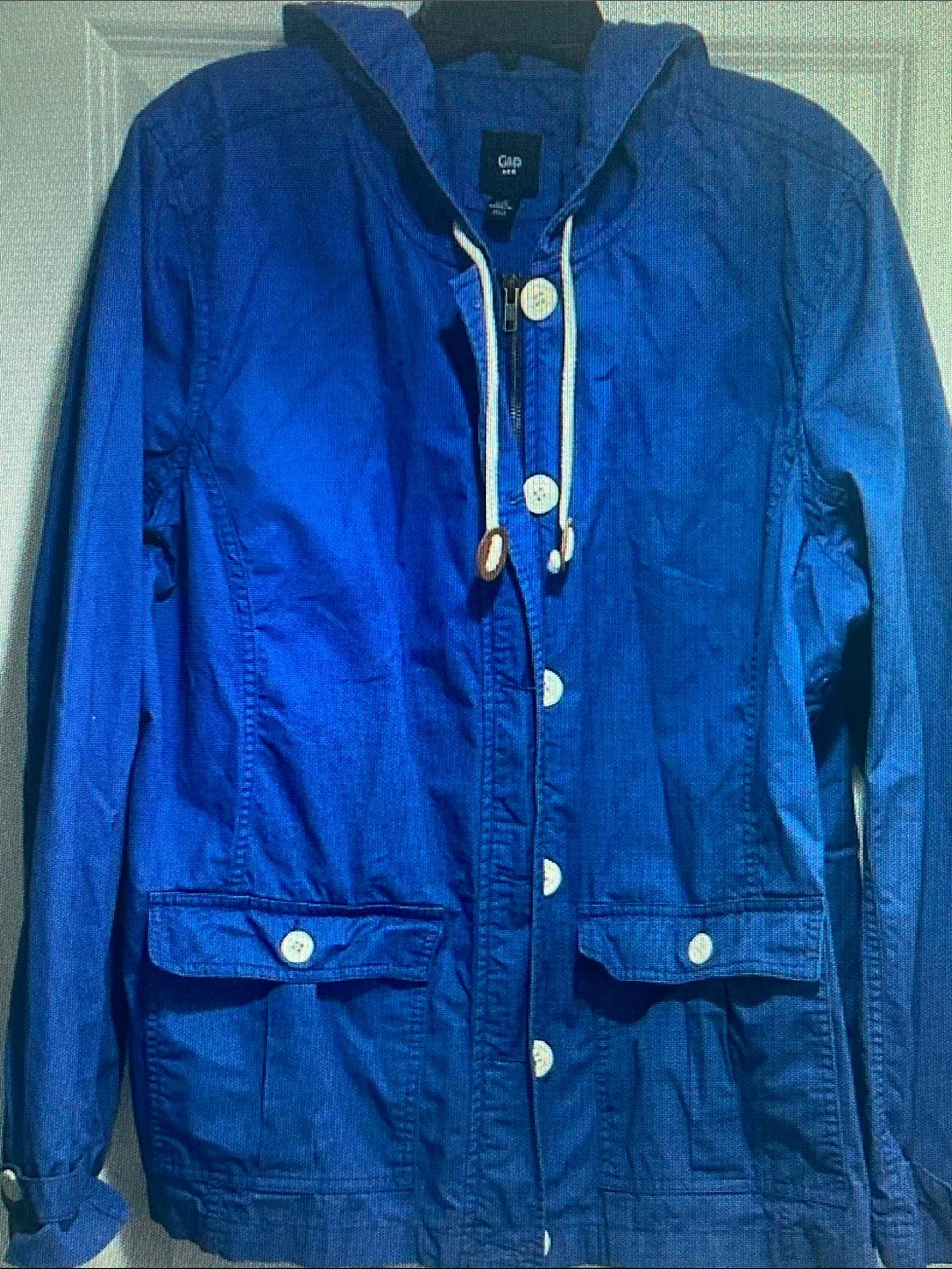 GAP Blue Hooded Bomber Jacket